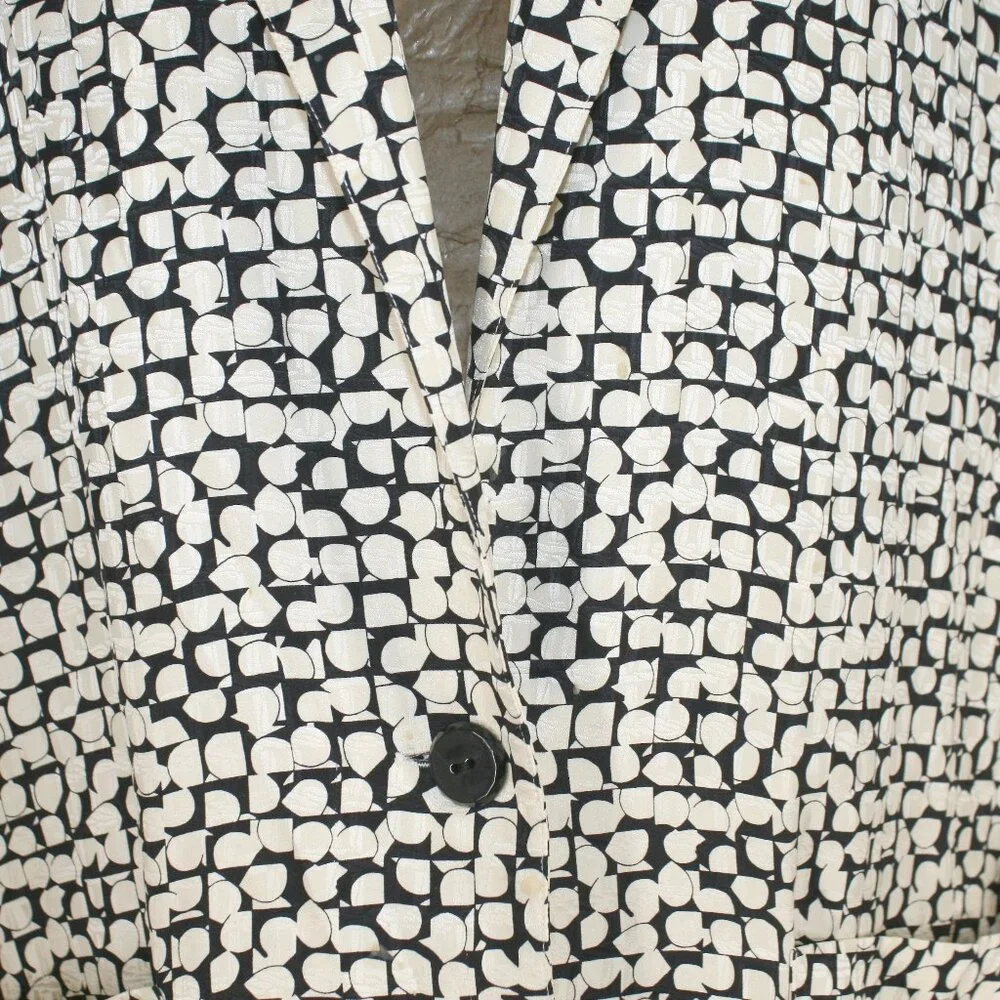 VINTAGE LIZ CLAIBORNE Silk Blazer Jacket Oversized Geometric Abstract Black 8 - Picture 2 of 16